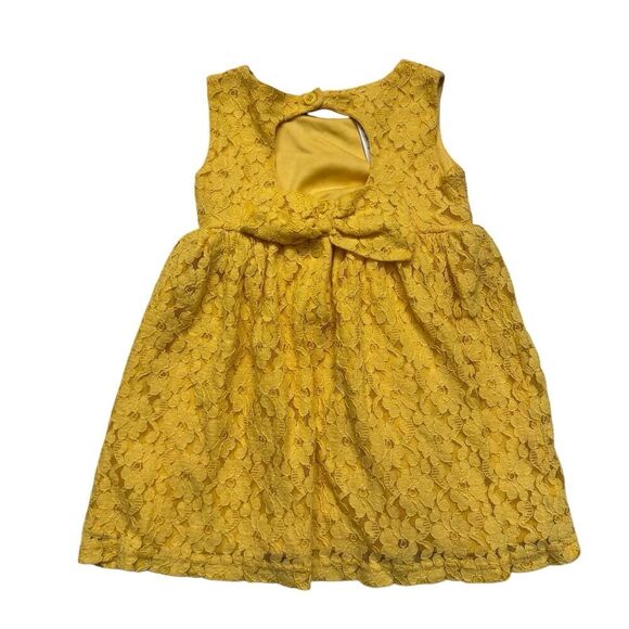 Blueberi Boulevard Yellow Lace Baby Girl Dress 18M Sleeveless Lined - Picture 2 of 4